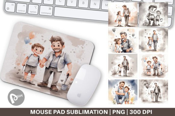 Father's Day Watercolor Mouse Pad Design